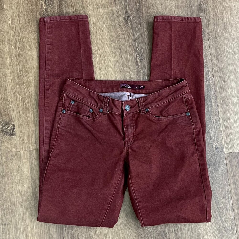 Prana Burgundy Maroon Red Jeans Sz 2